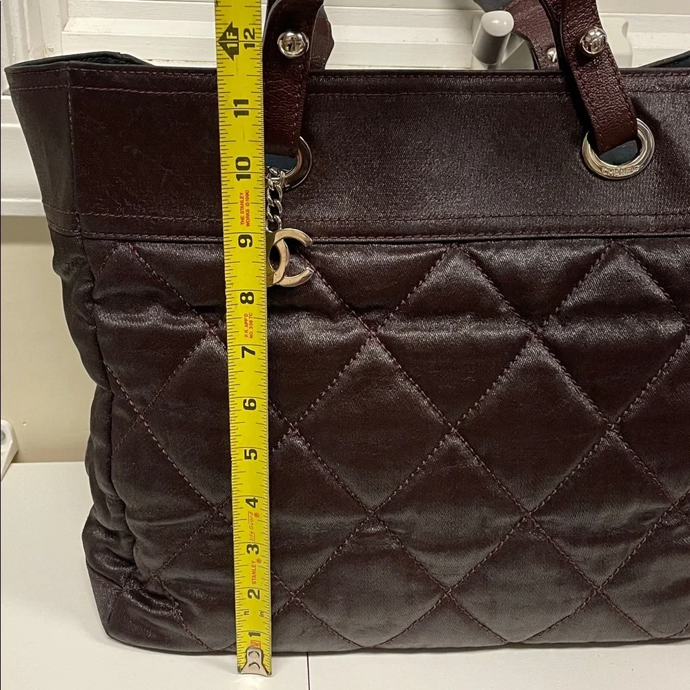 Authentic CHANEL Paris Biarritz Coated Canvas Tote Bag Burgundy - Picture 4 of 17